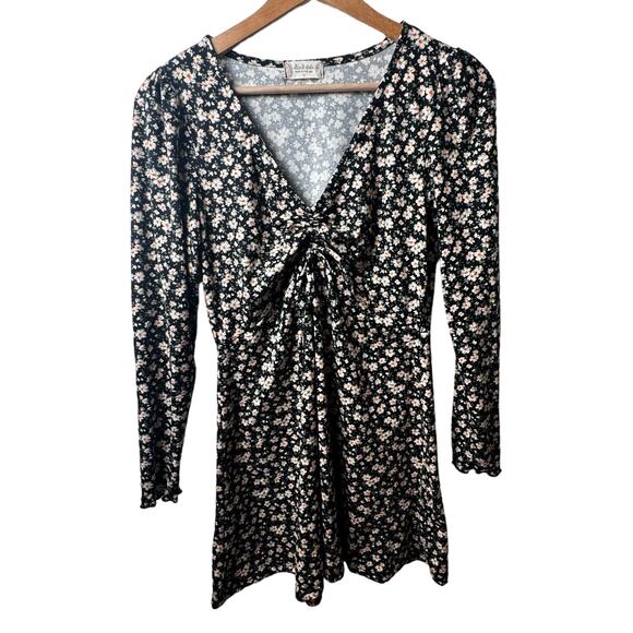 Altar’d State Floral Long Sleeve Mini Dress Ruched Size Medium - Picture 1 of 6